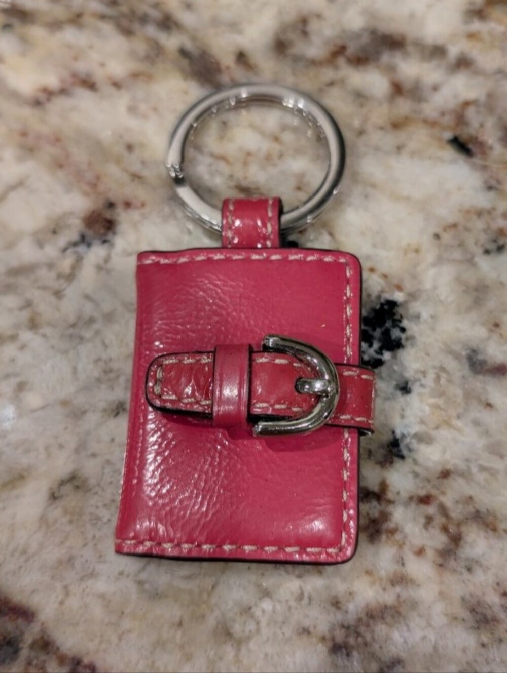 NWOT Vintage Coach Pink Leather Buckle Photo Keychain - Never Used